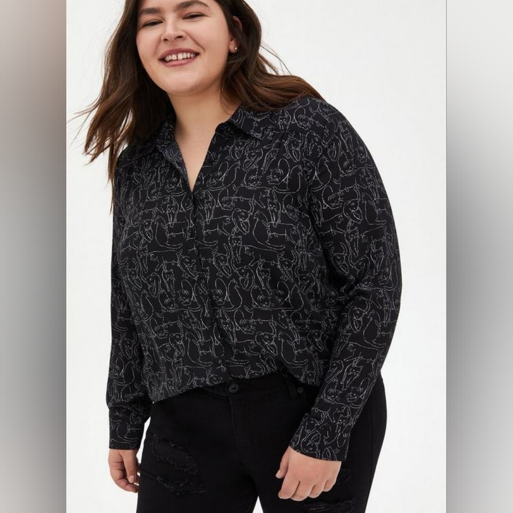 Torrid Madison Georgette Button-Up Long Sleeve Top